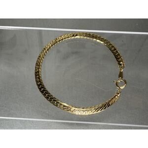 Vintage Crown Trifari Bracelet Gold Tone Minimalist Braided 7.5in